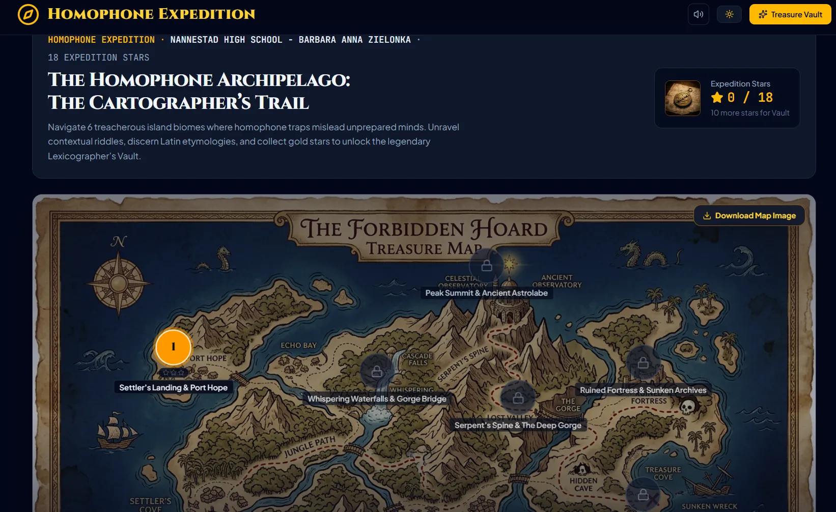 HOMOPHONE EXPEDITION – an interactive English learning game created for high school students to practise identifying and using homophones in context